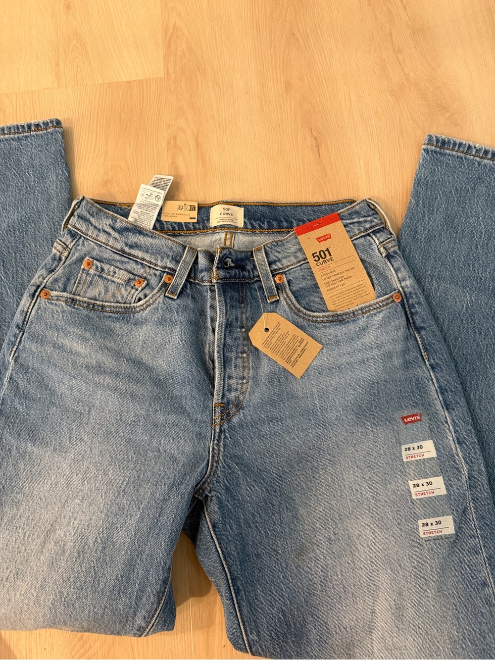 Levi's 501 Curvy Straight Jeans - Light Blue Denim